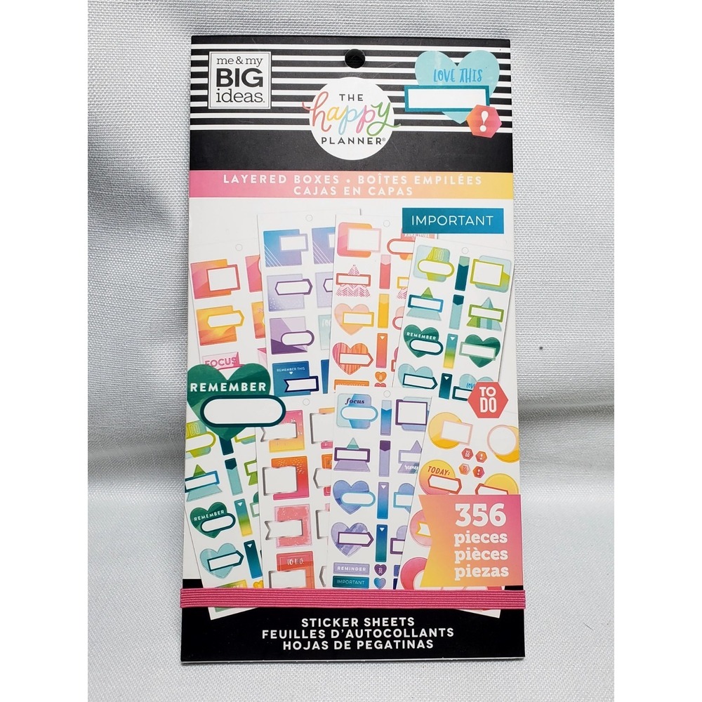 The Happy Planner Layered Boxes Sticker Book‎ 356 Pieces Me & My BIG Ideas New